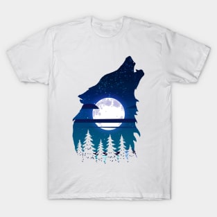 Howling wolf full moon forest howling wild T-Shirt
